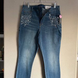 NWT Bold Elements Gems Curvy Skinny Jeans Size 10 Blue